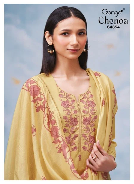 Chenoa 4854 By Ganga Cotton Printed Embroidery Work Salwar Kameez Online Wholesale